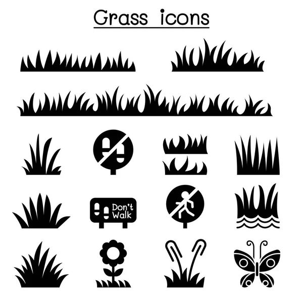 Grass Icon Set Grafica Grafica Vettoriale Illustrazione — Vettoriale Stock