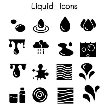 Sıvı, sıvı ve su Icon set 