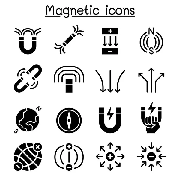 Magneet Pictogram Set Vector Illustratie Grafisch Ontwerp — Stockvector