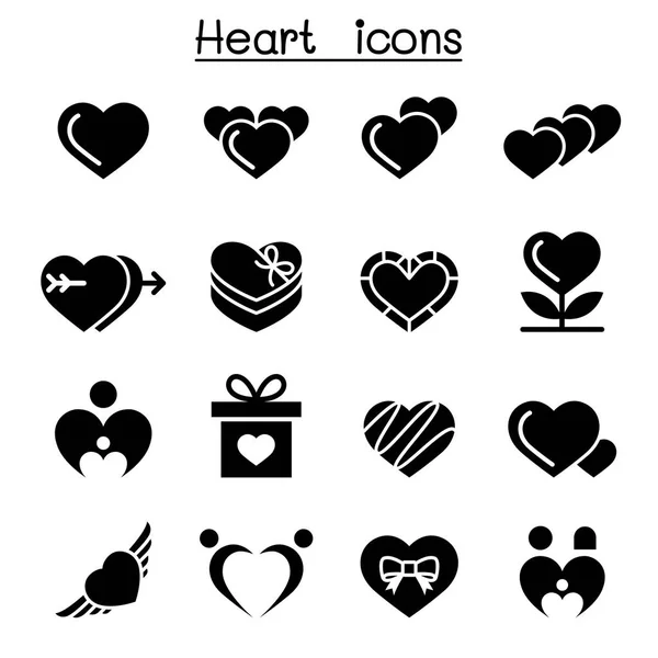 Corazón Icono Conjunto Vector Ilustración Diseño Gráfico — Archivo Imágenes Vectoriales