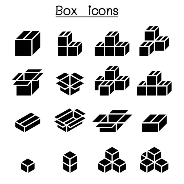Box Icon Set Illustration Grafik Design — Stockvektor