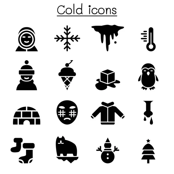 Soğuk Icon Set Vektör Çizim Grafik Tasarım — Stok Vektör
