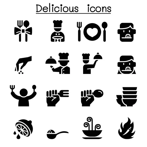 Delicious Food Icon Set — Stock Vector