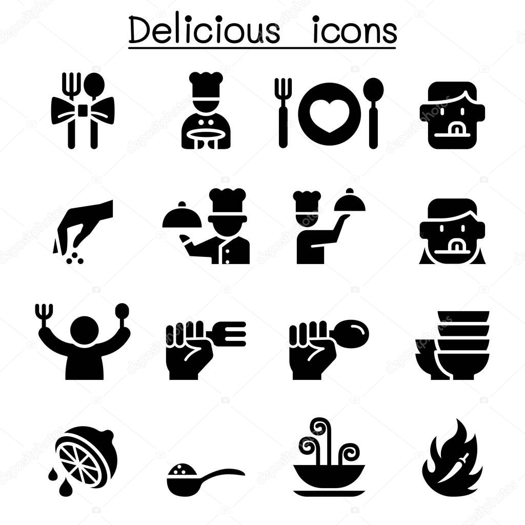 Delicious food icon set