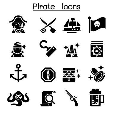 Korsan Icon set vektör çizim grafik tasarım