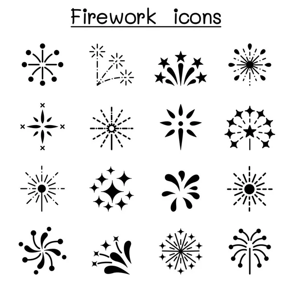 Juego Iconos Fuegos Artificiales Petardo — Archivo Imágenes Vectoriales