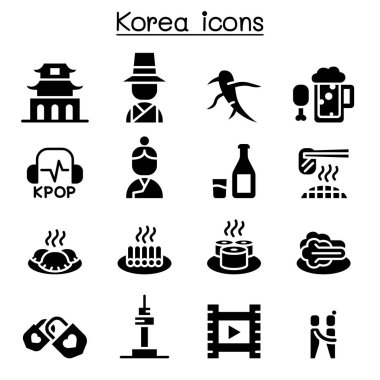Kore Icon set vektör çizim grafik tasarım