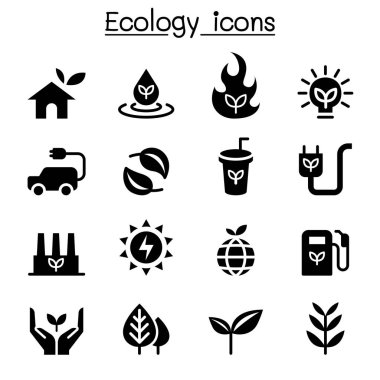 Ekoloji ve sürdürülebilir yaşam tarzı Icon set