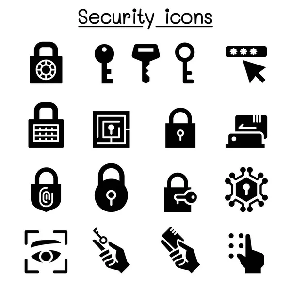 Icono Seguridad Conjunto Vector Ilustración Diseño Gráfico — Vector de stock