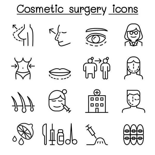 Kozmetik cerrahi, cerrahi işlem simgesini ince çizgi stili ayarla