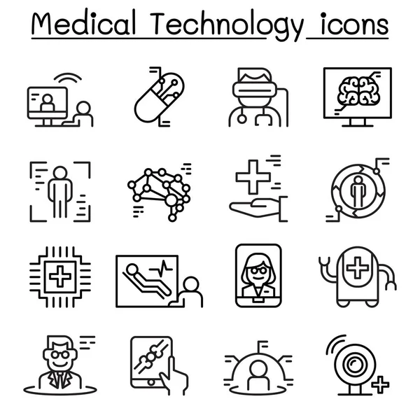 Futuristic Medicine Medical Technology Icon Set Thin Line Style — Stock Vector