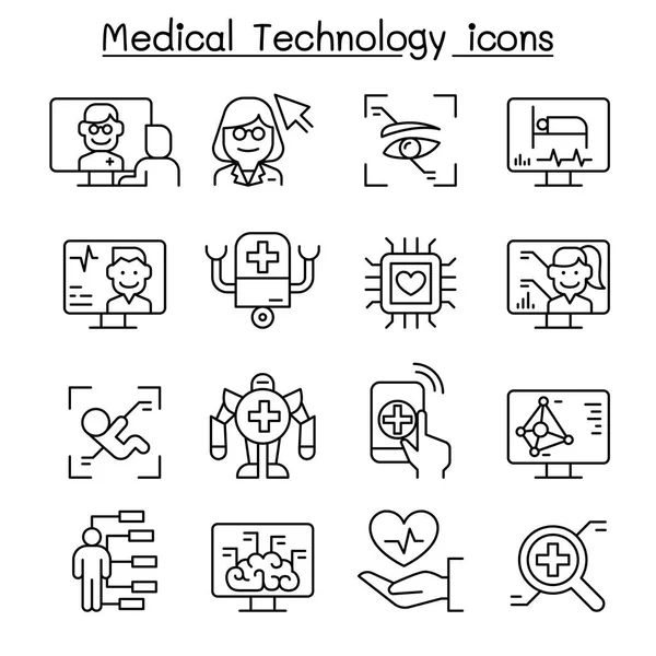 Tecnología Médica Icono Medicina Futurista Estilo Línea Delgada — Vector de stock