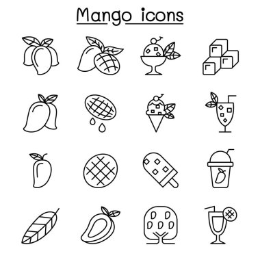 İnce çizgi stilinde Mango Icon set