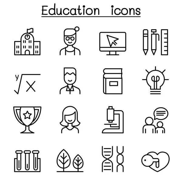 Icône École Éducation Dans Style Ligne Mince — Image vectorielle