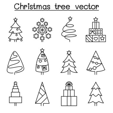 Noel ağacı simgesini ince çizgi stili ayarla