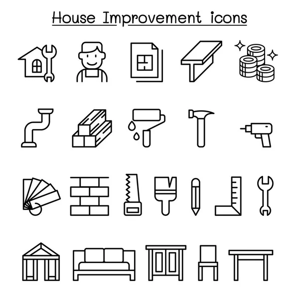 Иконка Улучшения Дома Стиле Тонкой Линии — стоковый вектор