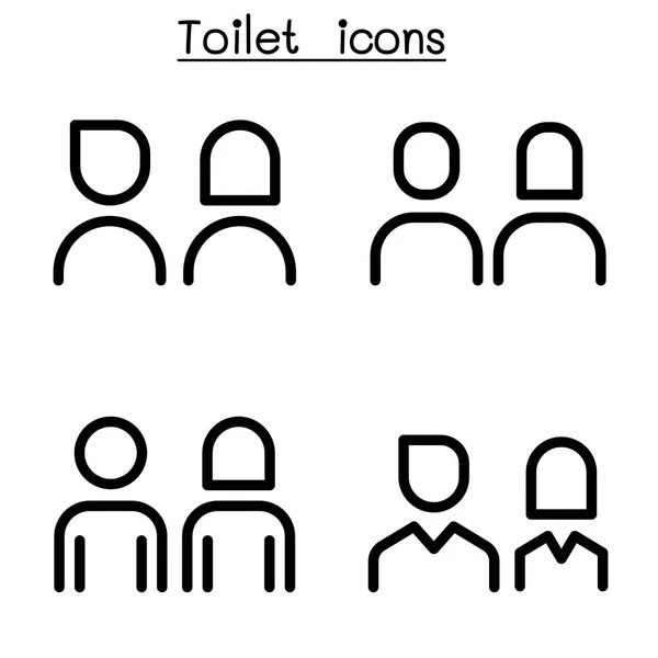 Туалет Туалет Иконка Набор Стиле Тонкой Линии — стоковый вектор