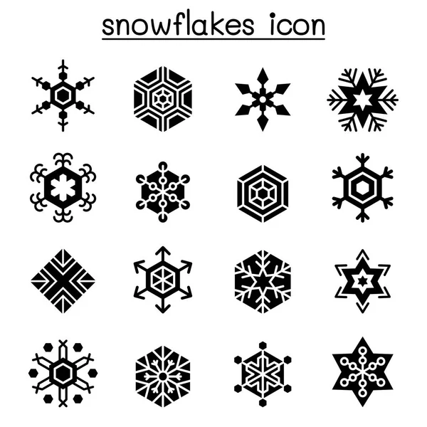 Snowflakes Ícone Definido Styl Plana —  Vetores de Stock