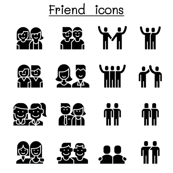 Friendship Friend Icon Set — Stock Vector