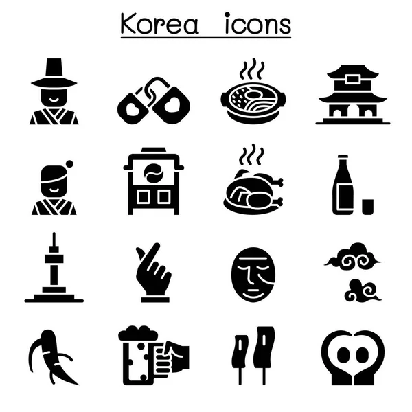 Coreia Ícone Conjunto Vetor Ilustração Gráfico Design — Vetor de Stock