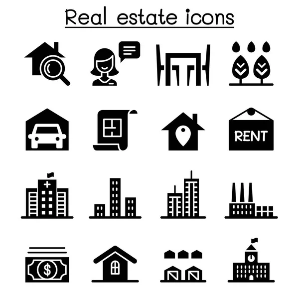 Real Estate Icon Set Vector Illustration Graphic Design — Stock Vector