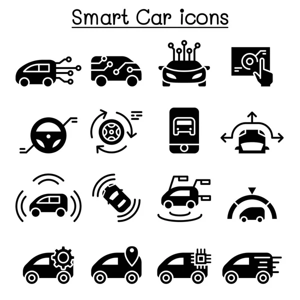 Ensemble Icônes Voiture Intelligente — Image vectorielle