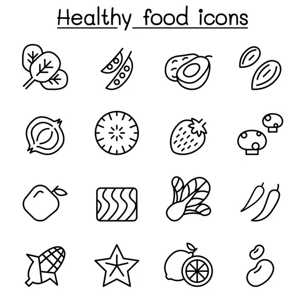 Icono Comida Saludable Ambientado Estilo Línea Delgada — Vector de stock