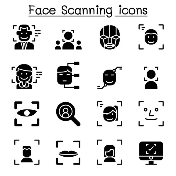 Розшифровка Обличчя Розпізнавання Обличчя Набір Піктограм Сканування Обличчя — стоковий вектор
