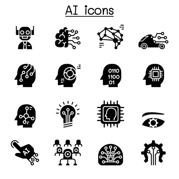 AI, Artificial intelligence icon set vector illustration graphic design