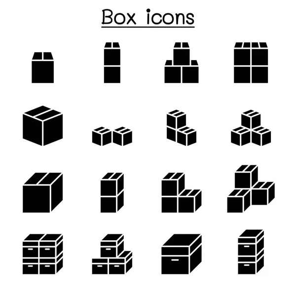 Box Icon Set Vektor Illustration Grafik Design — Stockvektor