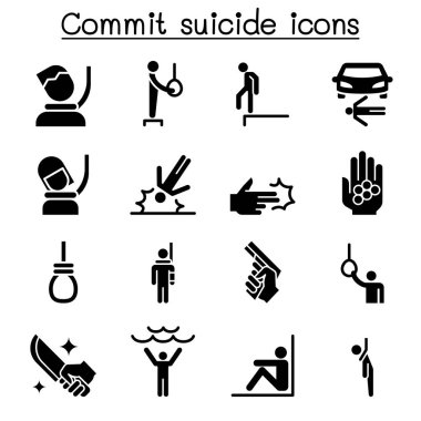 Taahhüt intihar Icon set