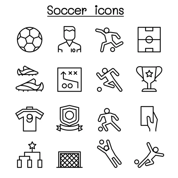 Football Icône Football Dans Style Ligne Mince — Image vectorielle