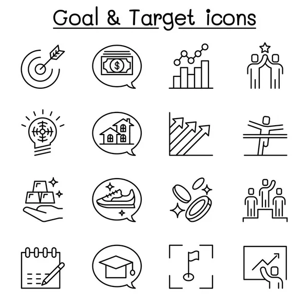 Target Purpose Aim Self Improvement Development Icon Set Thin Line — Stock Vector