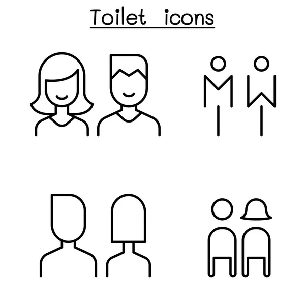 Туалет Туалет Ванная Икона Набор Стиле Тонкой Линии — стоковый вектор