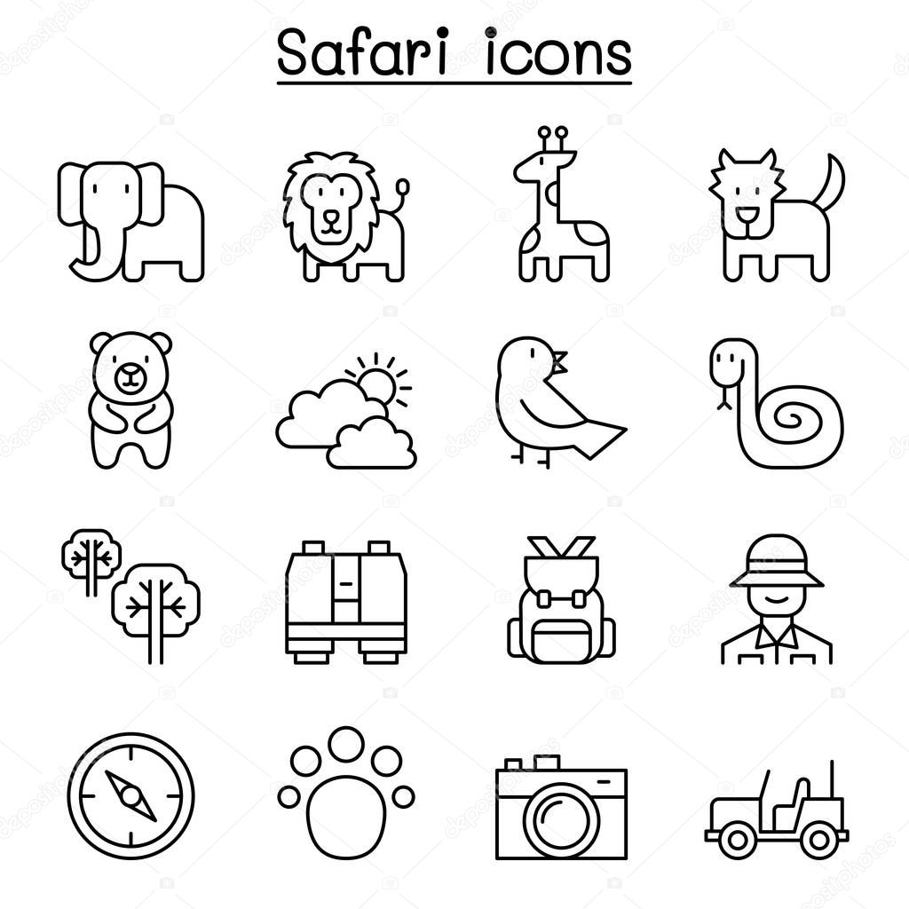 Safari , animal, wildlife, animal icon set in thin line style