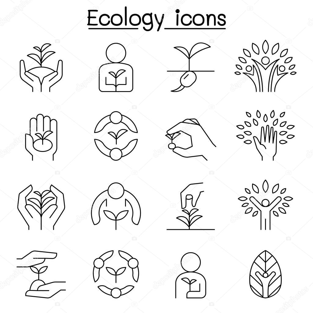 Ecology, Conservation, Eco friendly, save the world icon set in 