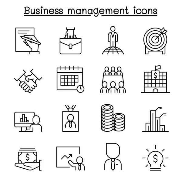 Business management pictogrammenset in dunne lijnstijl — Stockvector