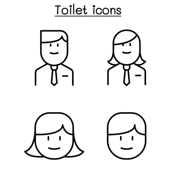 Büro-Toilette, Toilette, Badezimmer-Symbol in dünnem Linienstil — Stockvektor