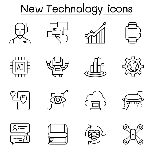 細い線のサイルに設定された新しい技術アイコン — ストックベクタ