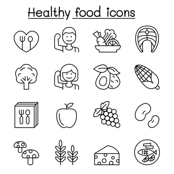 Icono de comida saludable ambientado en estilo de línea delgada — Vector de stock