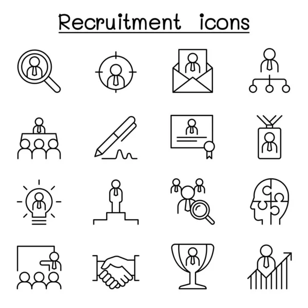 Recruitment, career & job icon set in thin line style — Stock Vector