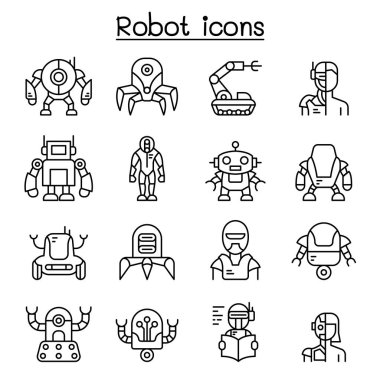 Robot, Ai simgesi ince çizgi stilinde ayarlanmış