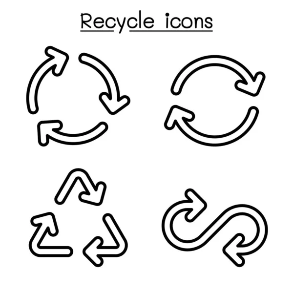 Recycler icône définie dans le style de contour — Image vectorielle