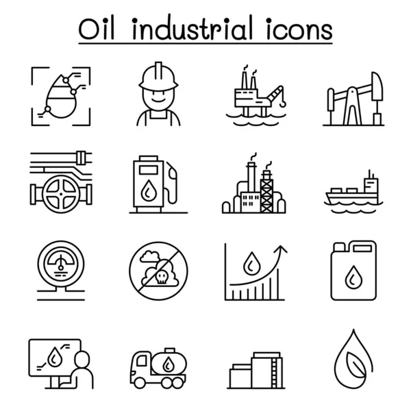 Icono de aceite en estilo de línea delgada — Vector de stock