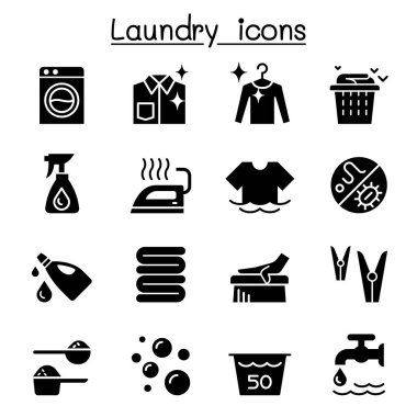 Çamaşırhane Icon set vektör çizim grafik tasarım