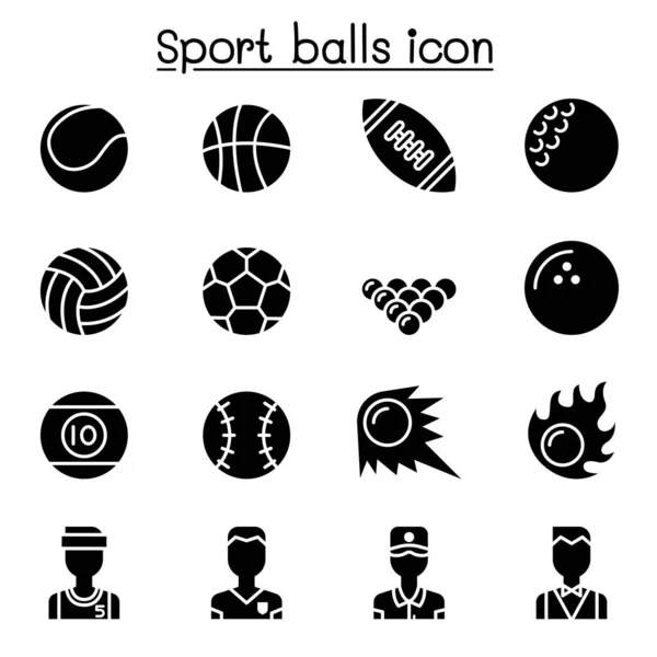 Sport Bälle Symbol Set Vektor Illustration Grafik Design — Stockvektor