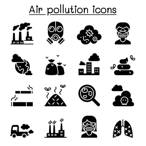 Icono de contaminación del aire en estilo de línea delgada — Vector de stock