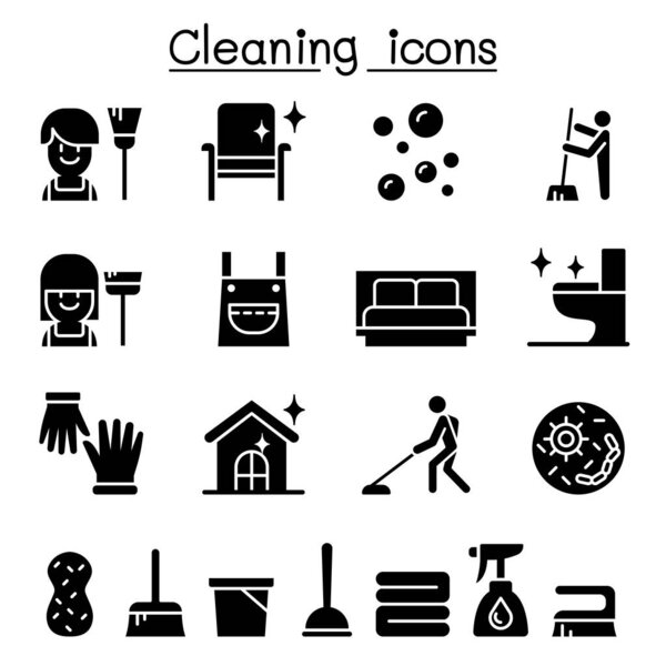 Cleaning house & Hygiene icon set 