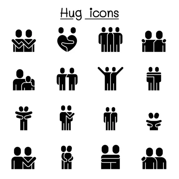 Minnaar, knuffel, vriendschap, relatie icon set vector Illustratio — Stockvector