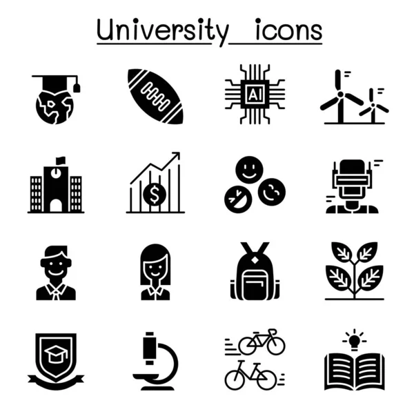 Universidade, faculdade, conjunto de ícones da escola —  Vetores de Stock